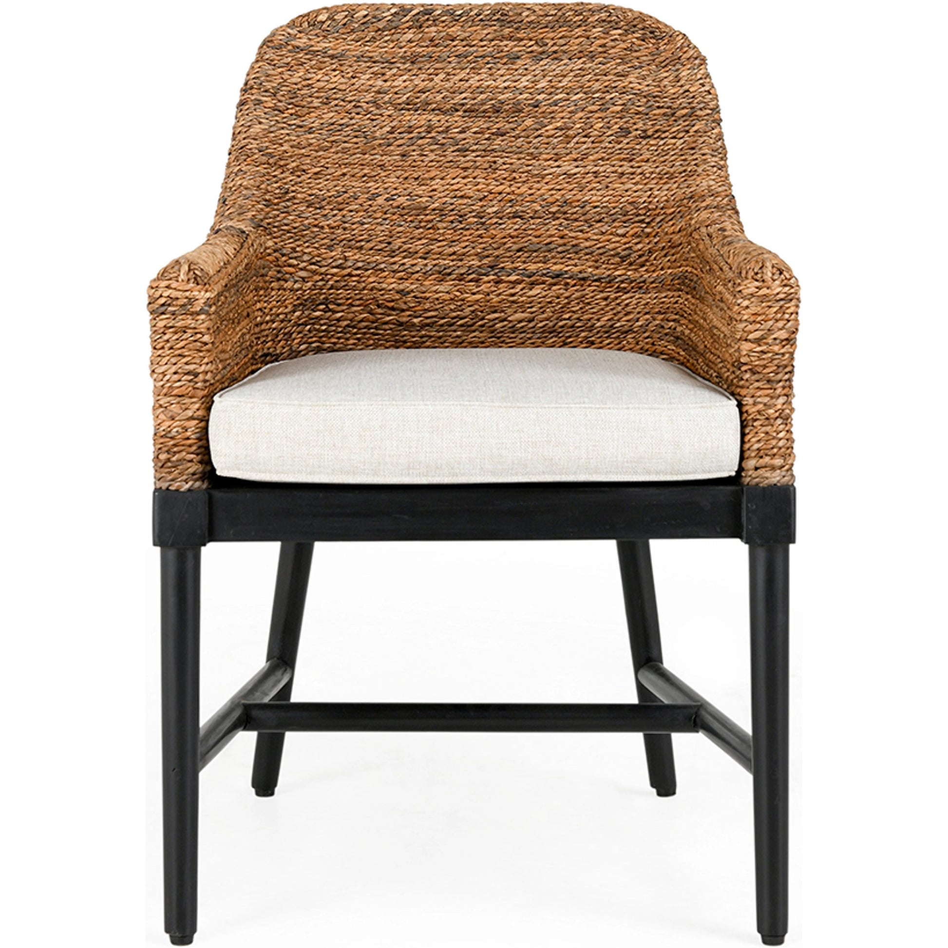 Rey Arm Chair by Kosas Home in wood. Made from mahogony wood, rattanpole, 100% polyester in a unique style.