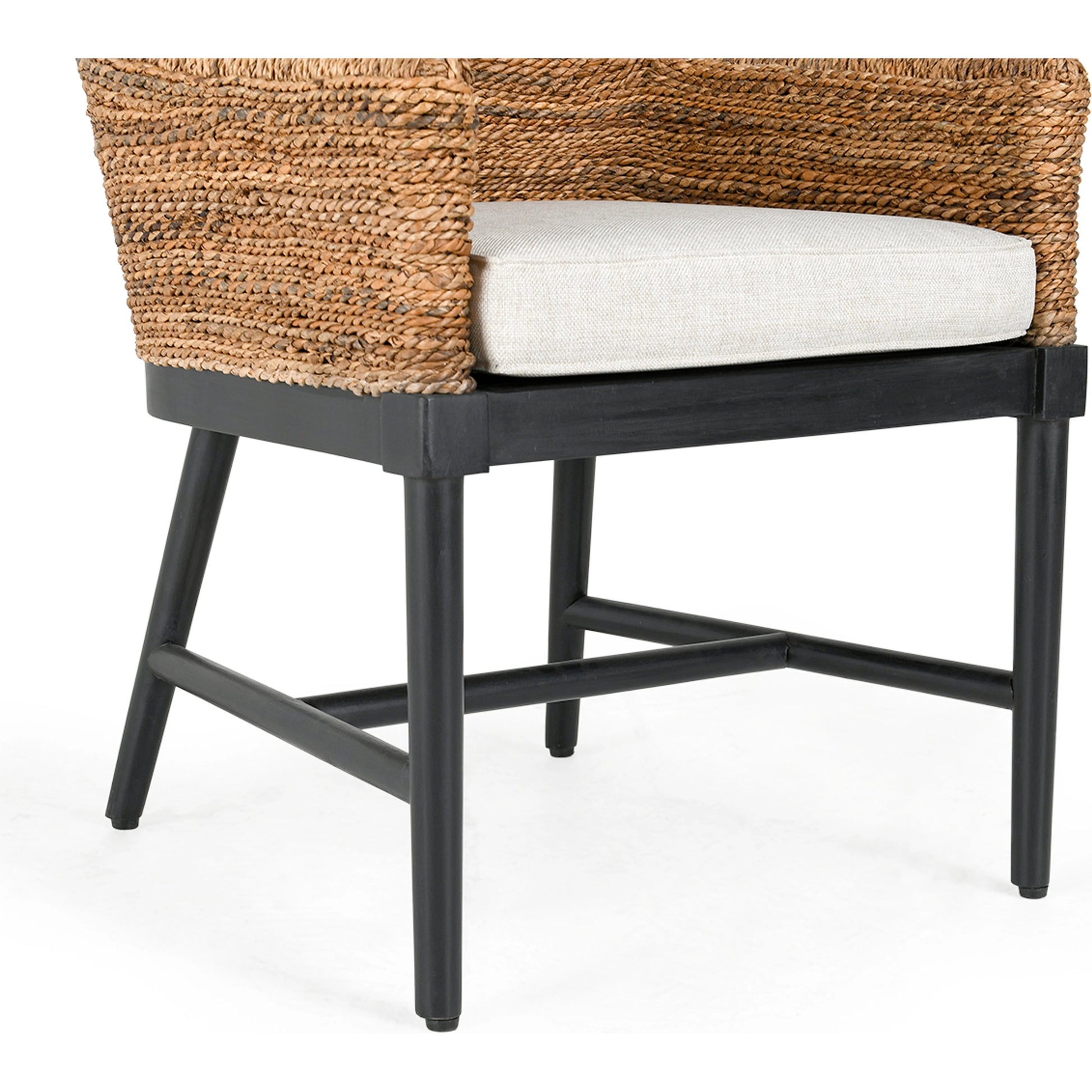 Rey Arm Chair by Kosas Home in wood. Made from mahogony wood, rattanpole, 100% polyester in a unique style.