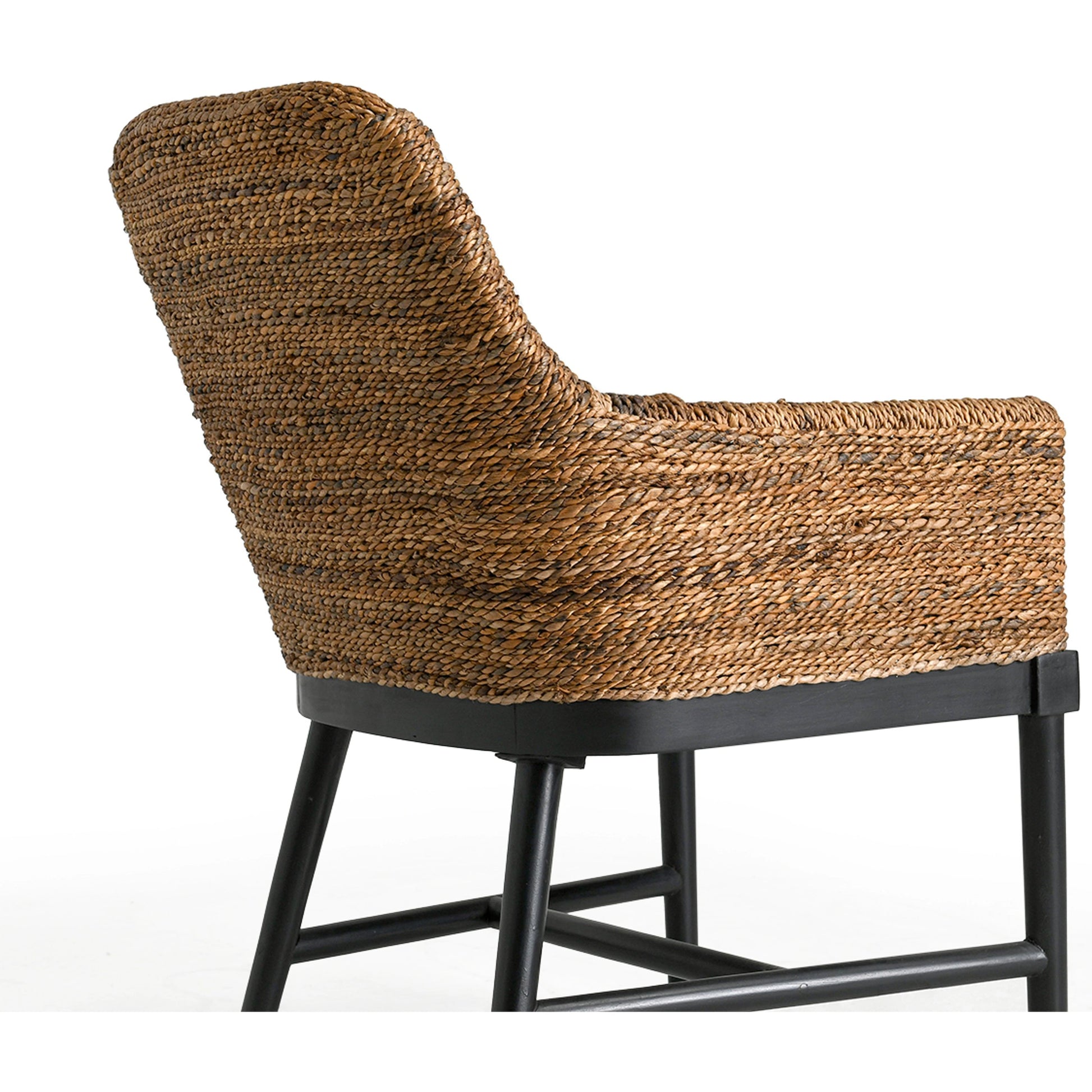 Rey Arm Chair by Kosas Home in wood. Made from mahogony wood, rattanpole, 100% polyester in a unique style.