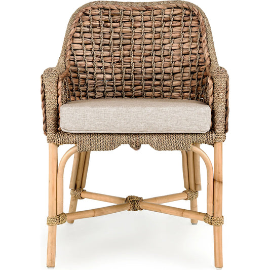Nuevo Arm Chair by Kosas Home in wood. Made from rattanpole semipolished, 100% polyester in a cottage & farmhouse style.