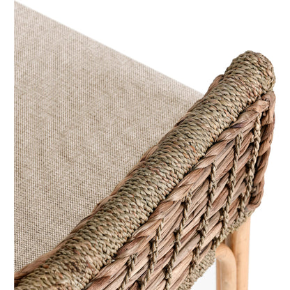 Nuevo Arm Chair by Kosas Home in wood. Made from rattanpole semipolished, 100% polyester in a cottage & farmhouse style.