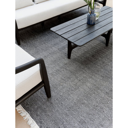Aria Outdoor Sofa by Classic Home in cream, black. Made from teak wood, wicker, 100% olefin in a modern style.