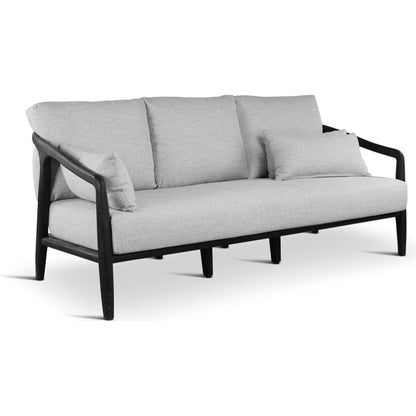 Aria Outdoor Sofa by Classic Home in cream, black. Made from teak wood, wicker, 100% olefin in a modern style.