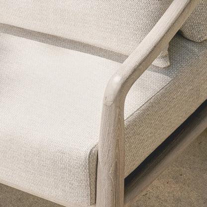 Aria Outdoor Sofa by Classic Home in cream, black. Made from teak wood, wicker, 100% olefin in a modern style.
