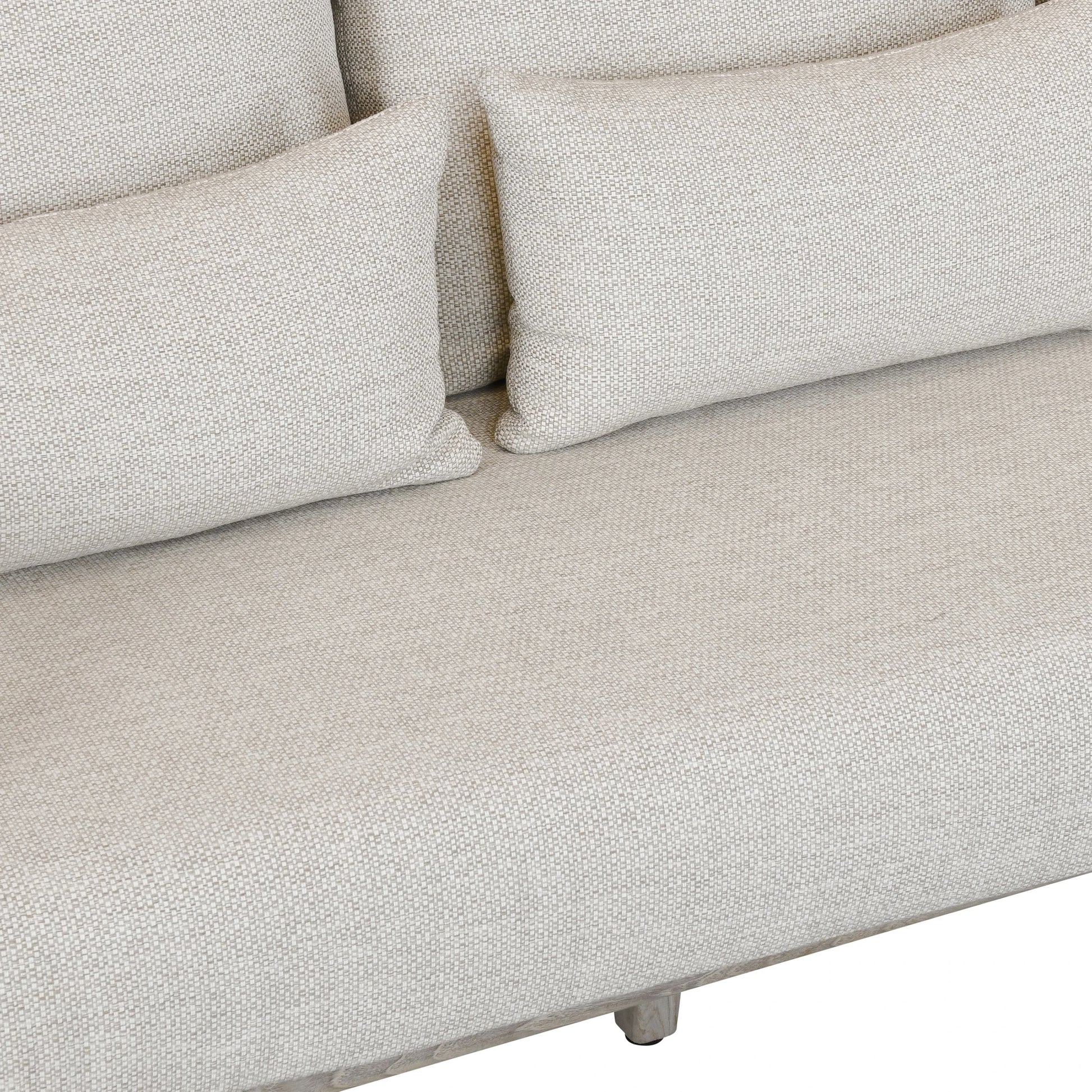 Aria Outdoor Sofa by Classic Home in cream, black. Made from teak wood, wicker, 100% olefin in a modern style.