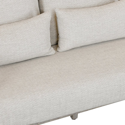 Aria Outdoor Sofa by Classic Home in cream, black. Made from teak wood, wicker, 100% olefin in a modern style.