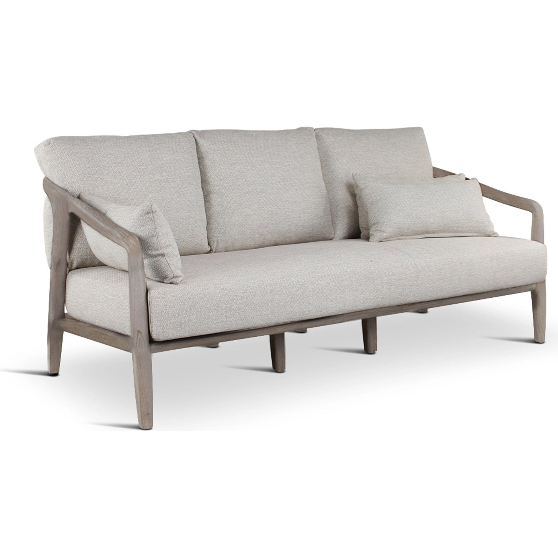 Aria Outdoor Sofa by Classic Home in cream, black. Made from teak wood, wicker, 100% olefin in a modern style.
