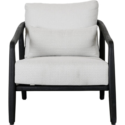 Aria Outdoor Accent Chair by Classic Home in cream, black. Made from teak wood, wicker, 100% olefin in a modern style.