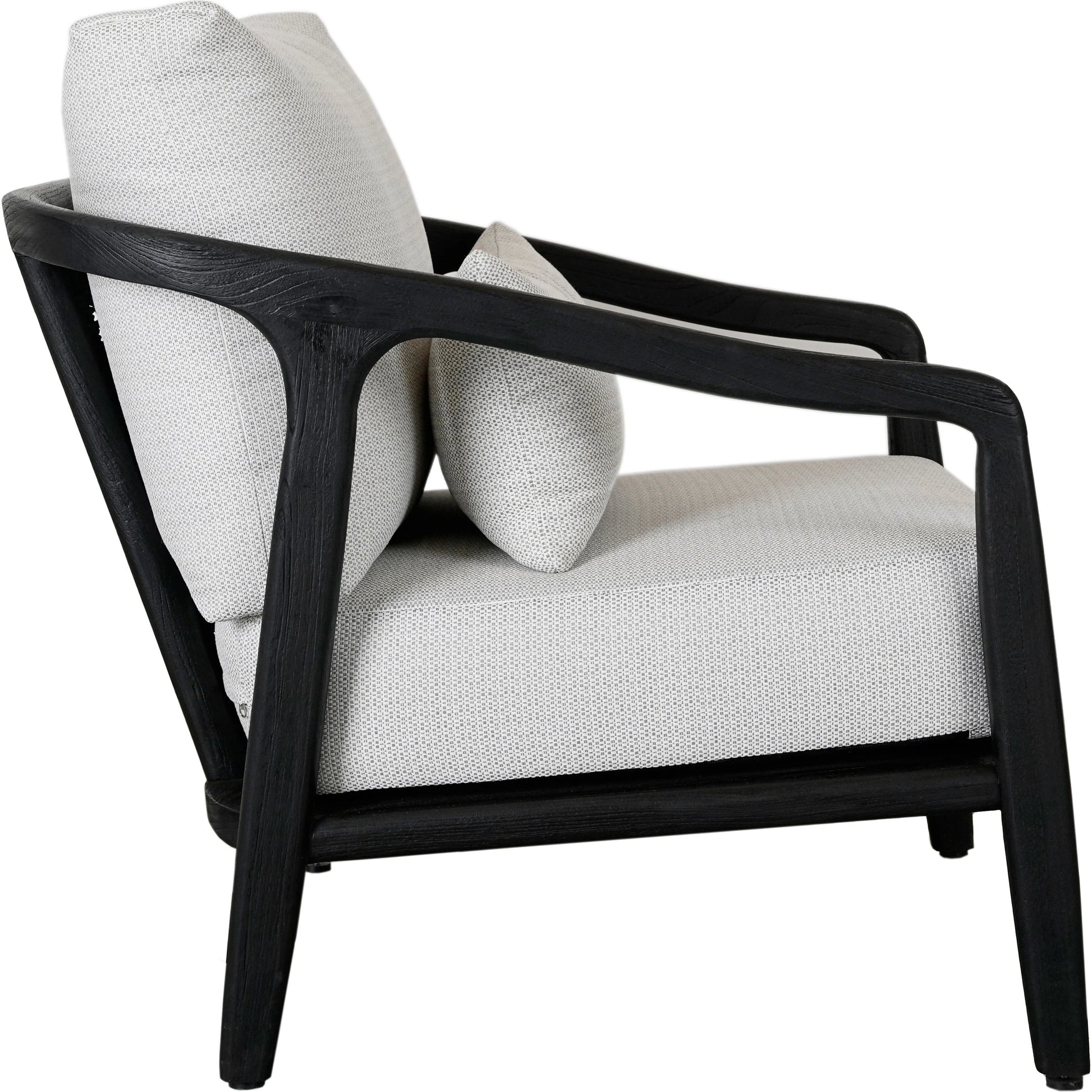 Aria Outdoor Accent Chair by Classic Home in cream, black. Made from teak wood, wicker, 100% olefin in a modern style.