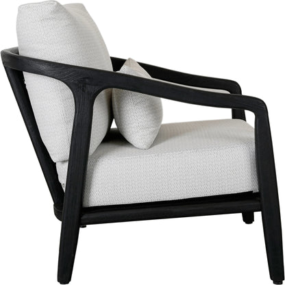 Aria Outdoor Accent Chair by Classic Home in cream, black. Made from teak wood, wicker, 100% olefin in a modern style.