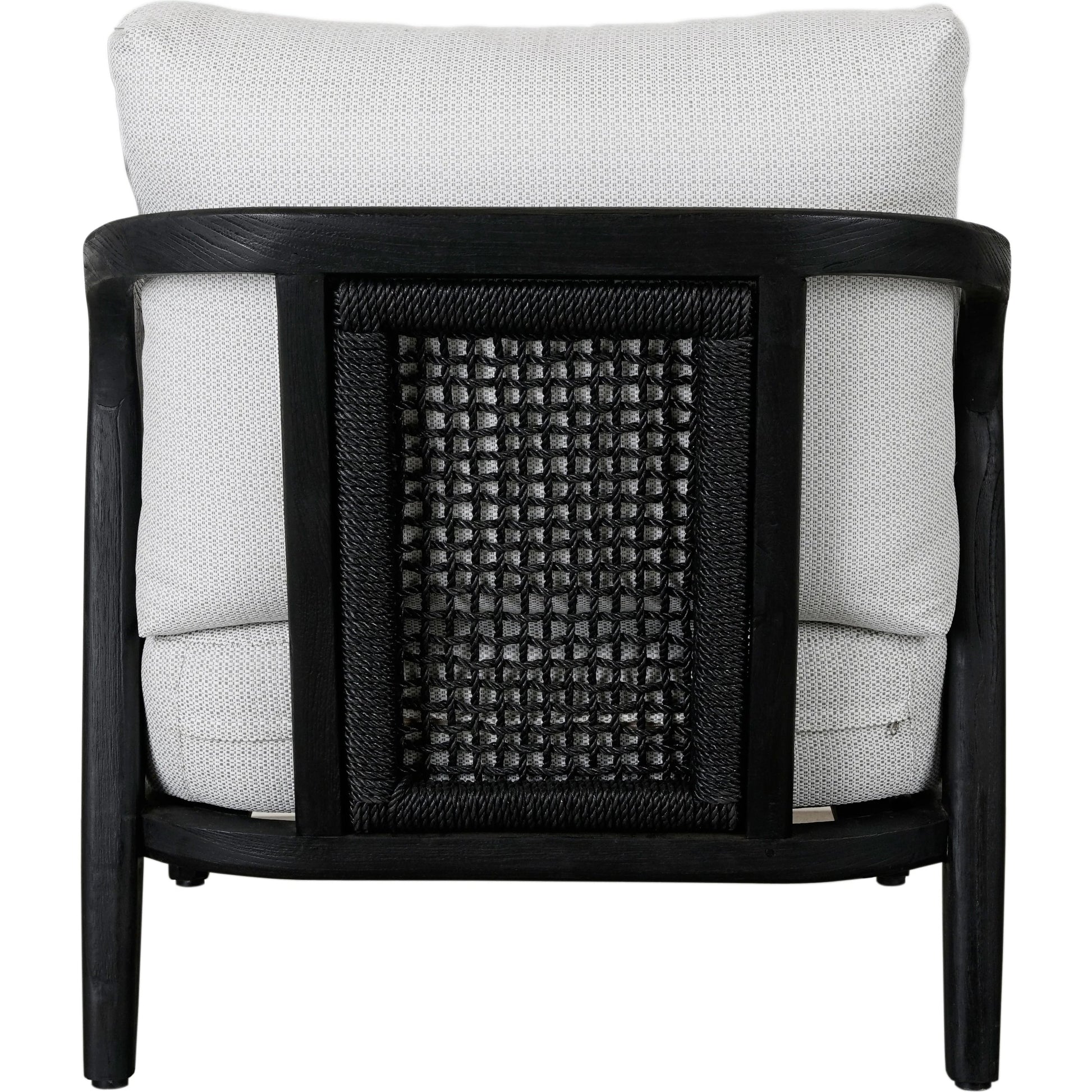 Aria Outdoor Accent Chair by Classic Home in cream, black. Made from teak wood, wicker, 100% olefin in a modern style.