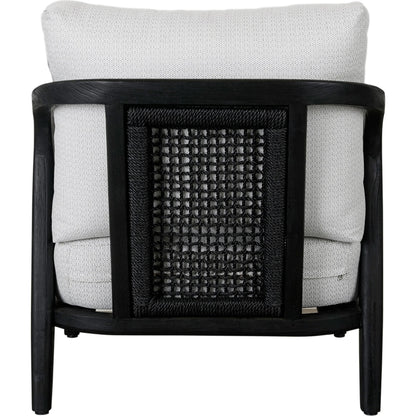 Aria Outdoor Accent Chair by Classic Home in cream, black. Made from teak wood, wicker, 100% olefin in a modern style.
