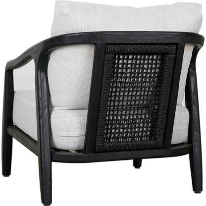 Aria Outdoor Accent Chair by Classic Home in cream, black. Made from teak wood, wicker, 100% olefin in a modern style.