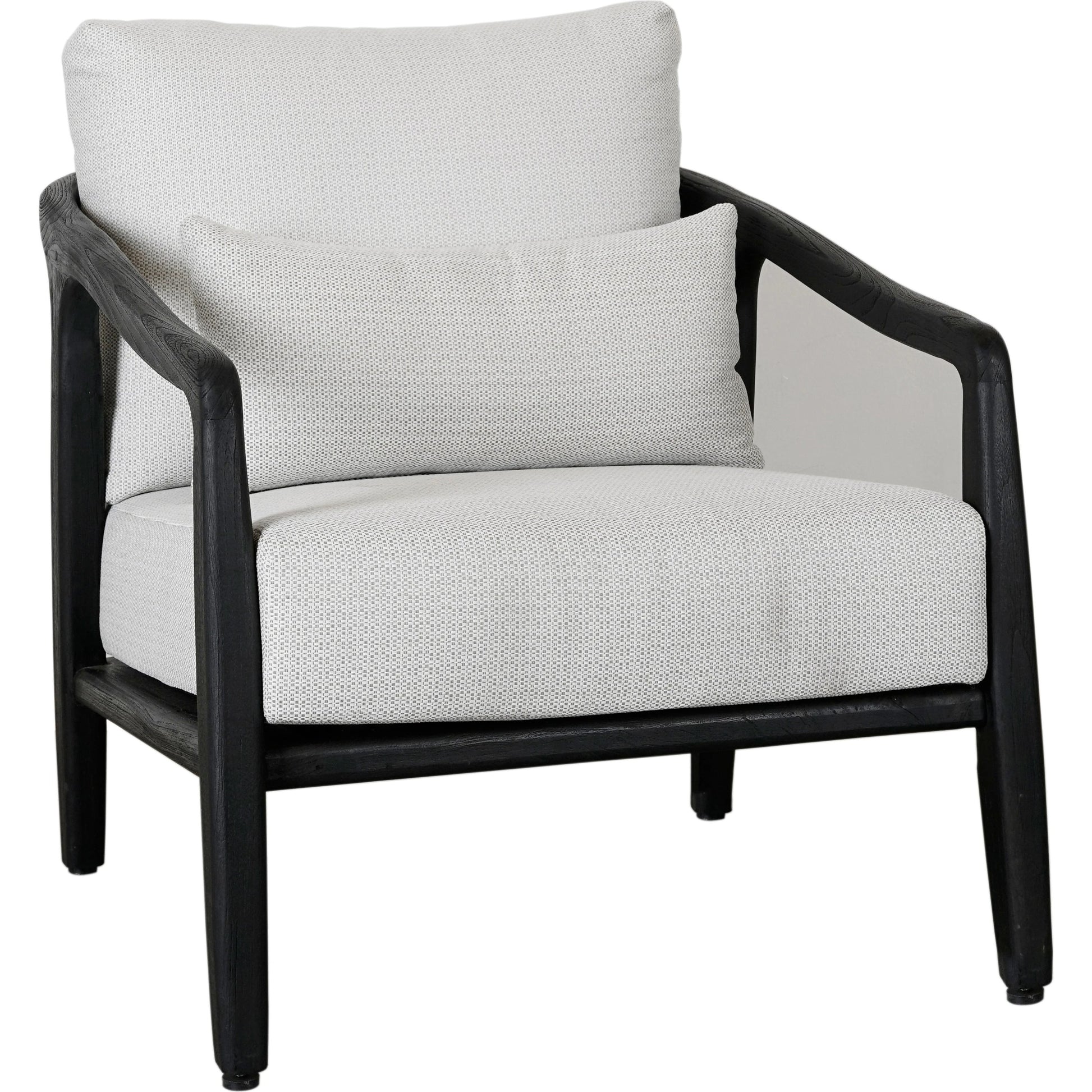 Aria Outdoor Accent Chair by Classic Home in cream, black. Made from teak wood, wicker, 100% olefin in a modern style.