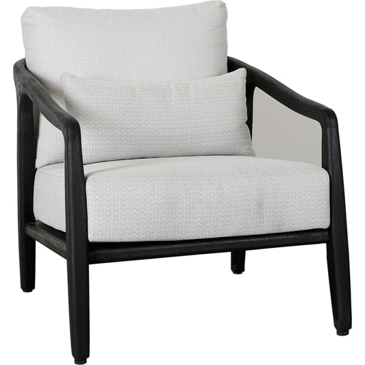 Aria Outdoor Accent Chair by Classic Home in cream, black. Made from teak wood, wicker, 100% olefin in a modern style.