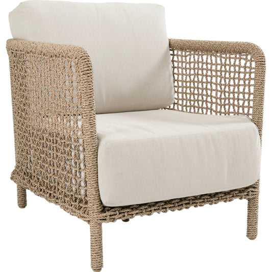 Brisbane Outdoor Accent Chair by Classic Home in natural brown, cream. Made from synthetic hyacinth rope, 100% olefin in a cottage & farmhouse style.