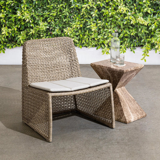 Michelle Wicker Outdoor Accent Chair by Classic Home in beige, white. Made from unique in a rustic style.