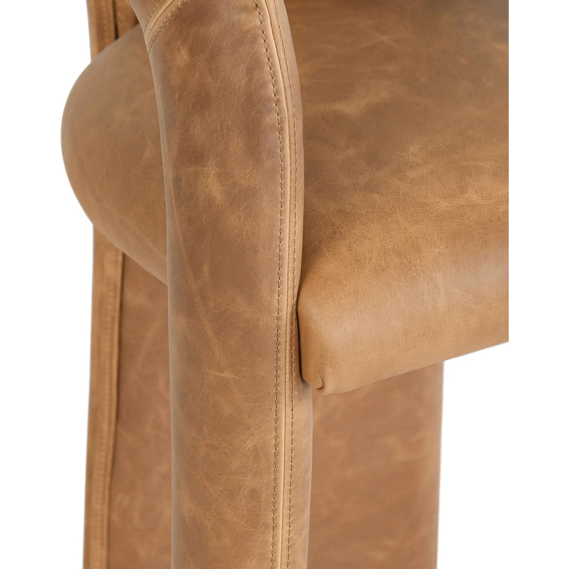 Archie 26" Distressed Leather Counter Stool by Classic Home in brown. Made from top grain leather, stainless steel in a unique style.