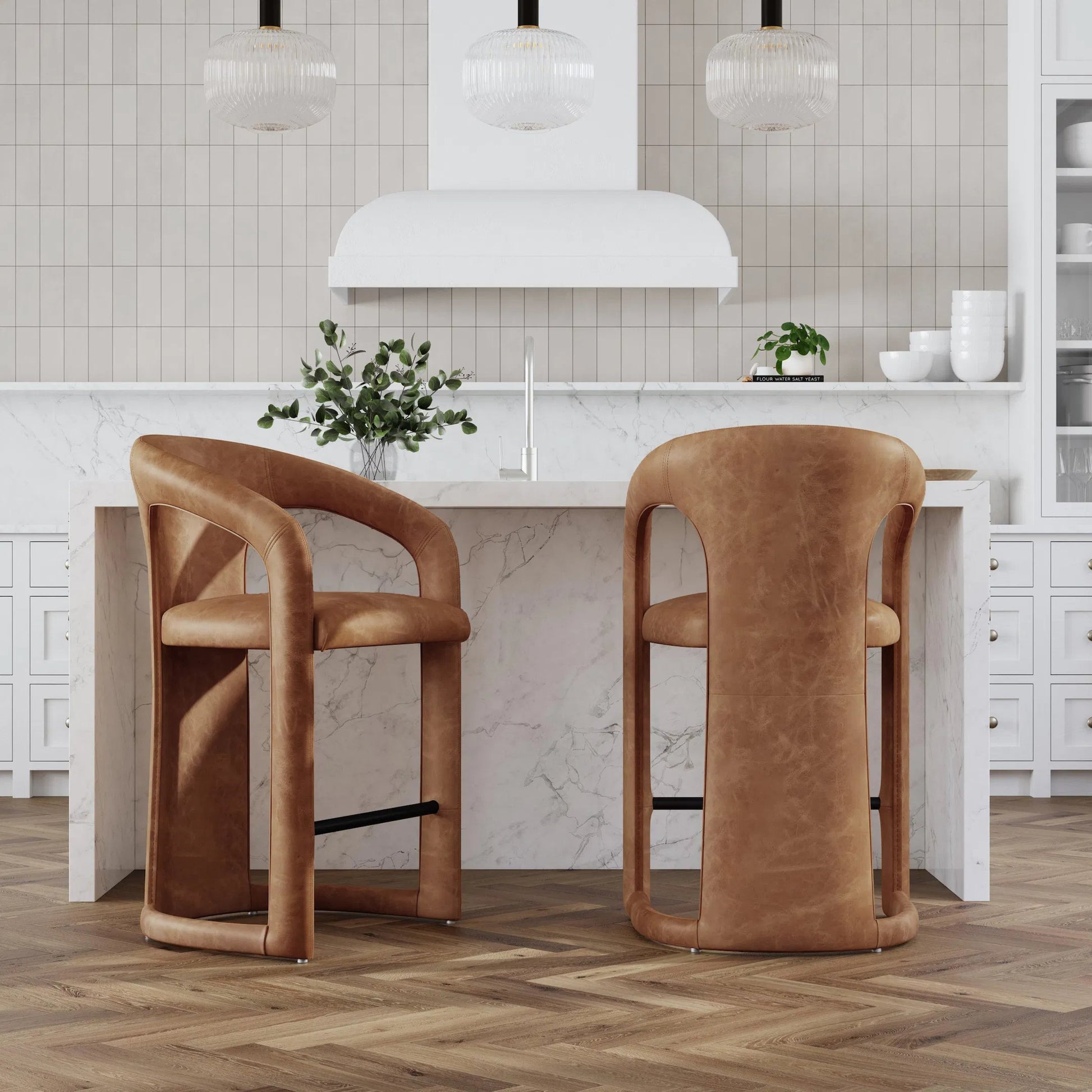 Archie 26" Distressed Leather Counter Stool by Classic Home in brown. Made from top grain leather, stainless steel in a unique style.