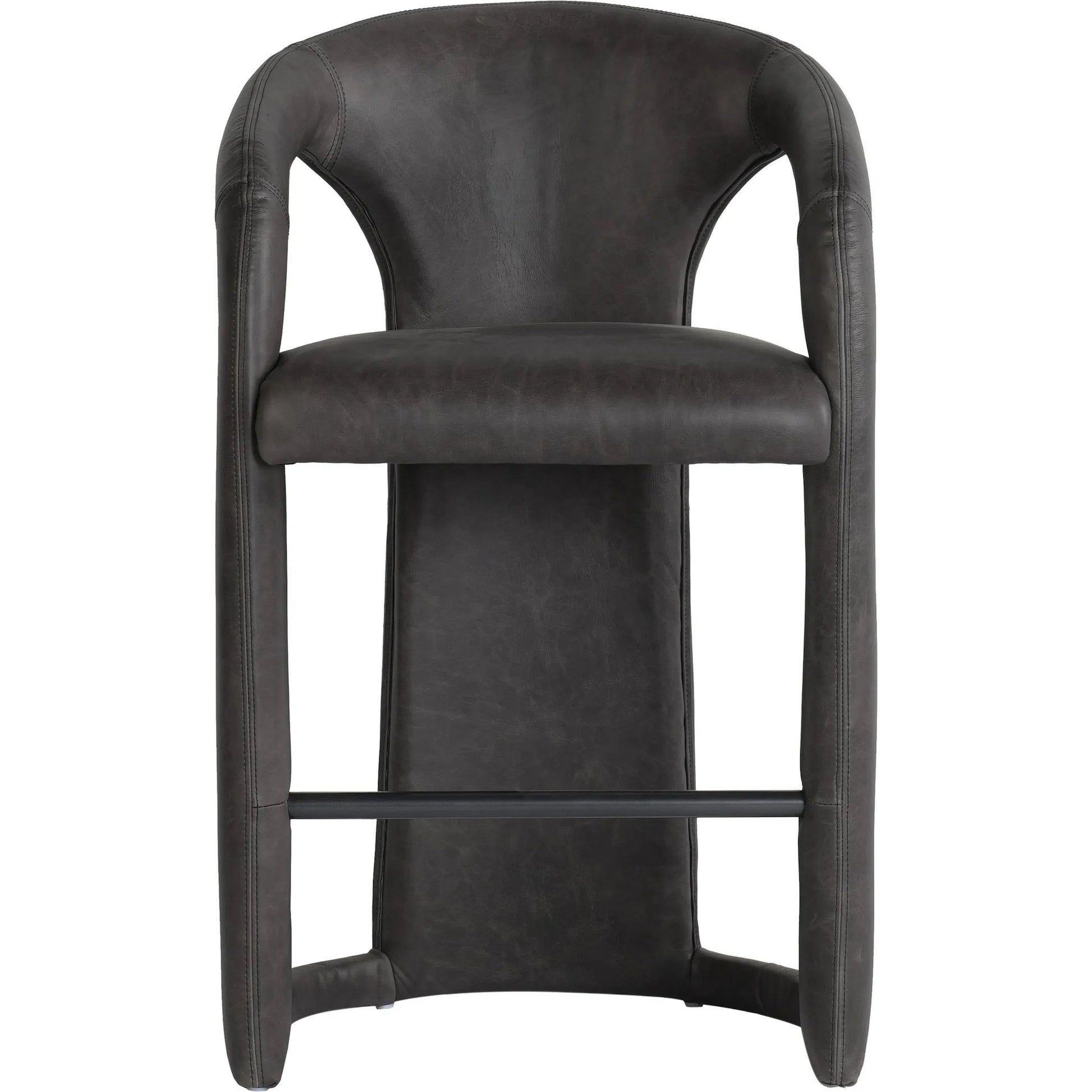 Archie 26" Distressed Leather Counter Stool by Classic Home in brown. Made from top grain leather, stainless steel in a unique style.