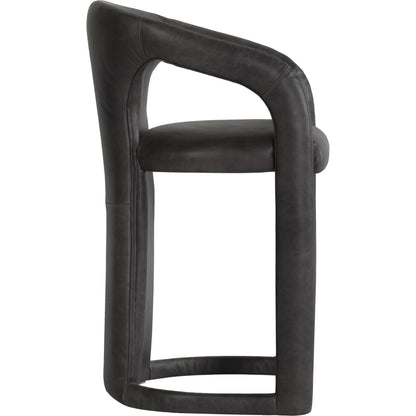 Archie 26" Distressed Leather Counter Stool by Classic Home in brown. Made from top grain leather, stainless steel in a unique style.