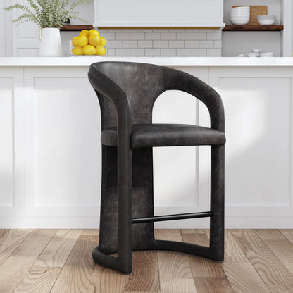 Archie 26" Distressed Leather Counter Stool by Classic Home in brown. Made from top grain leather, stainless steel in a unique style.