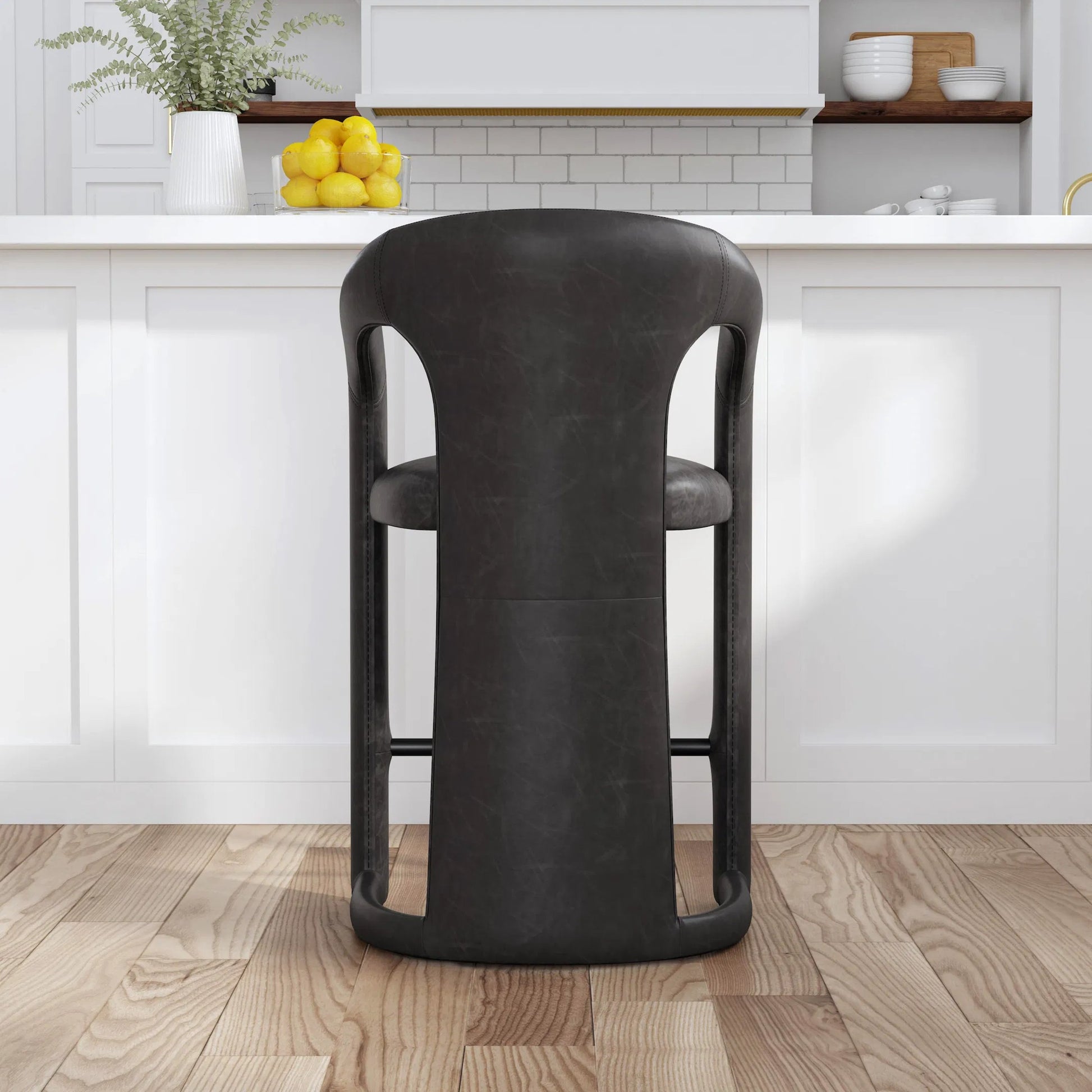 Archie 26" Distressed Leather Counter Stool by Classic Home in brown. Made from top grain leather, stainless steel in a unique style.