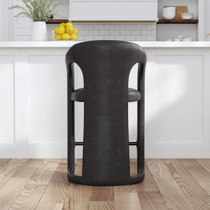 Archie 26" Distressed Leather Counter Stool by Classic Home in brown. Made from top grain leather, stainless steel in a unique style.