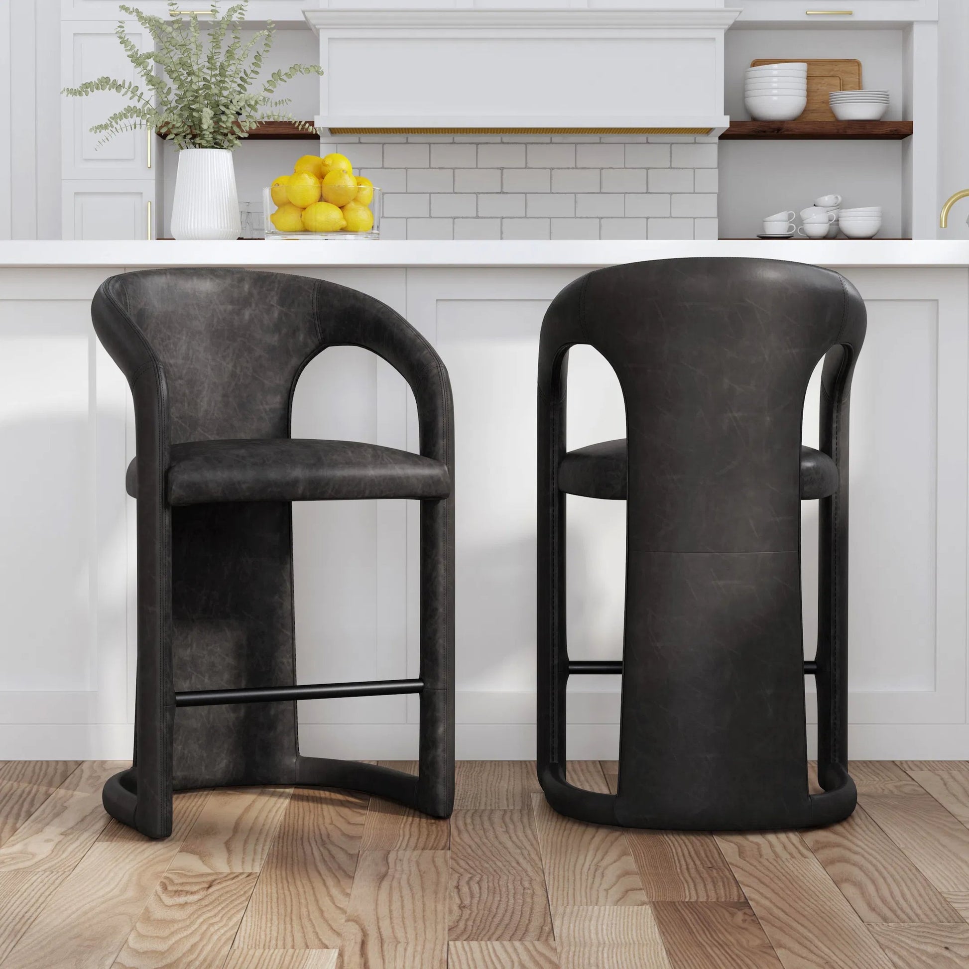 Archie 26" Distressed Leather Counter Stool by Classic Home in brown. Made from top grain leather, stainless steel in a unique style.