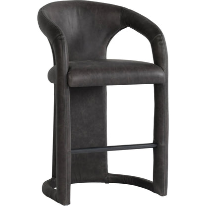Archie 26" Distressed Leather Counter Stool by Classic Home in brown. Made from top grain leather, stainless steel in a unique style.