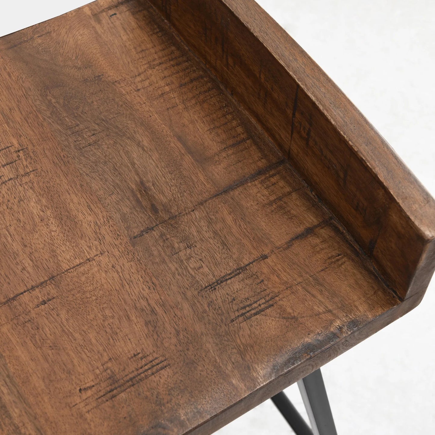 012 SI-2237298 | Closeup | Pennie 27" Solid Wood Brown Counter Stool (Set of 2) by Kosas Home in caramel brown top , black finish base. Made from unique in a modern style.