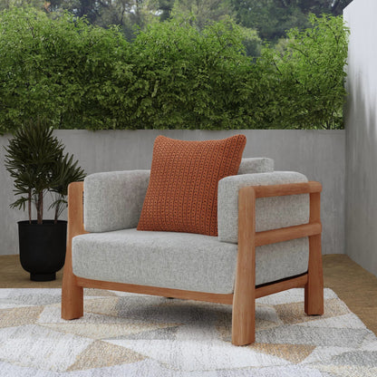 Aston Teak Outdoor Accent Chair by Classic Home in natural, gray. Made from unique in a transitional style.