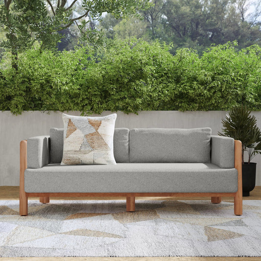Aston Teak Outdoor Sofa by Classic Home in natural, gray. Made from unique in a transitional style.