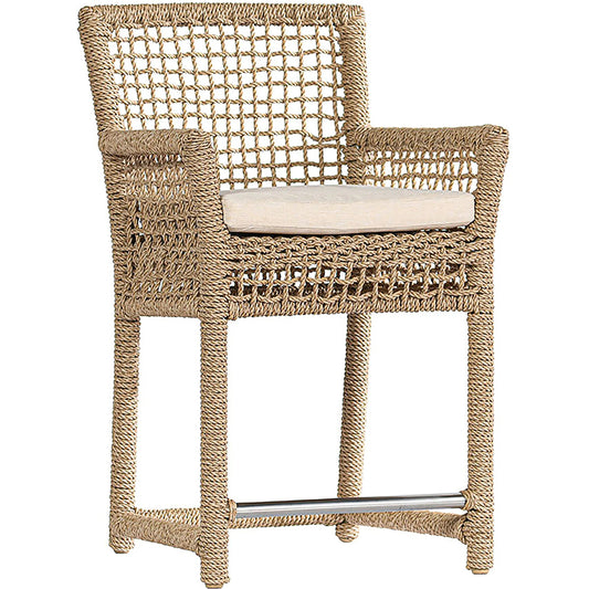 Brisbane Outdoor Counter Height Stool by Classic Home in natural. Made from hyacinth rope synthetic in a unique style.