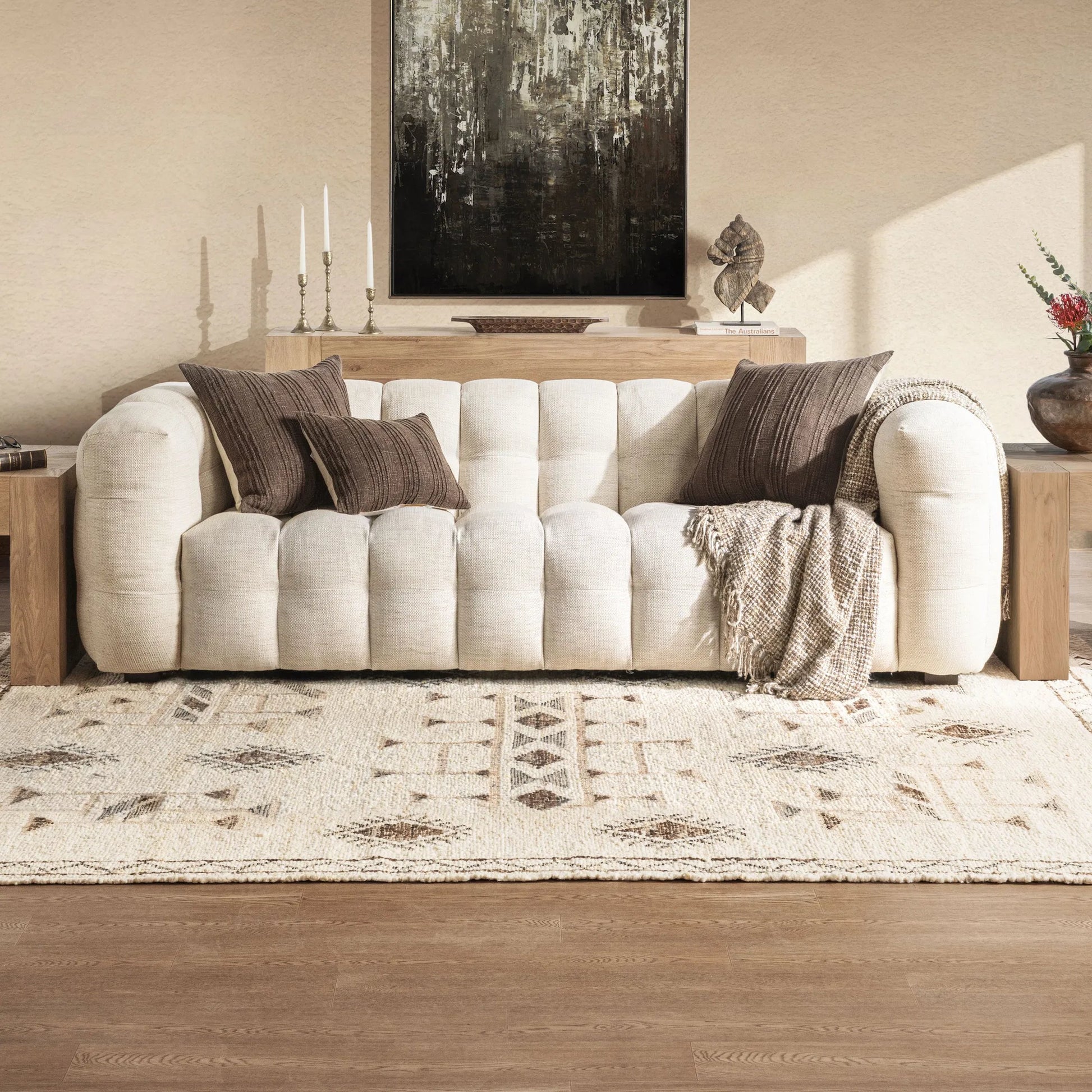 Walter Tufted Fabric Beige Sofa by Classic Home. Made from unique in a transitional style.