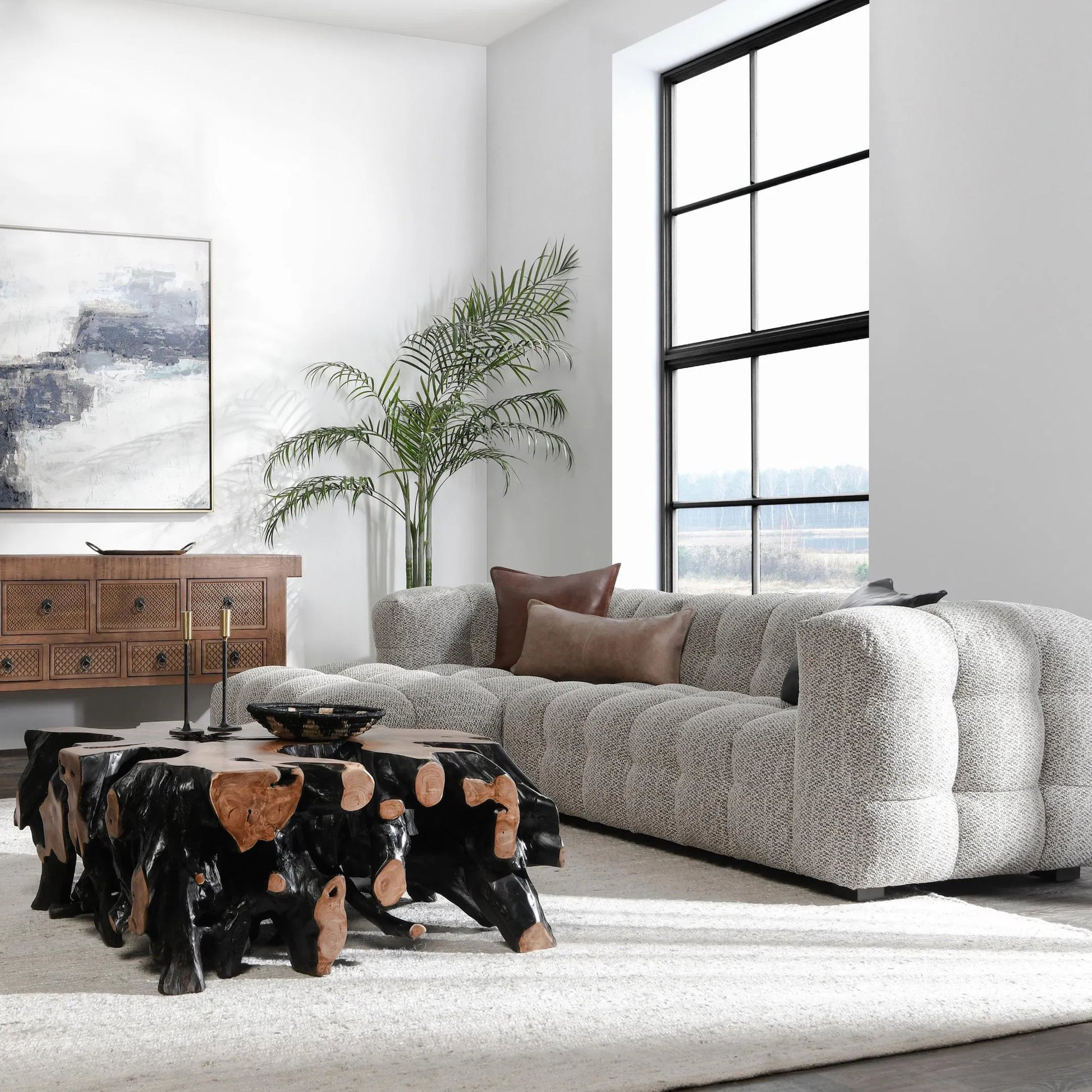 Walter Two-Piece Left Chaise Sectional by Classic Home in taupe. Made from 100% polyester, rubberwood in a transitional style.