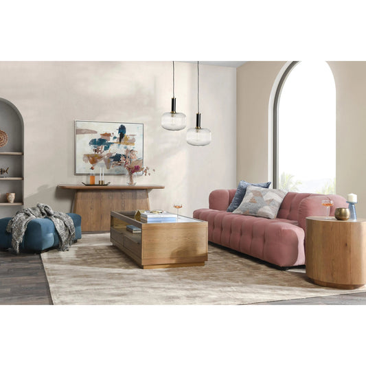 Petra 89" Velvet Fabric Blush Tufted Sofa by Classic Home in blush. Made from 100% polyester, rubberwood in a eclectic & global style.