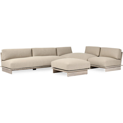 Livia Outdoor Teak Modular Sectional by Classic Home in taupe. Made from teaak wood, 100% acrylic in a transitional style.