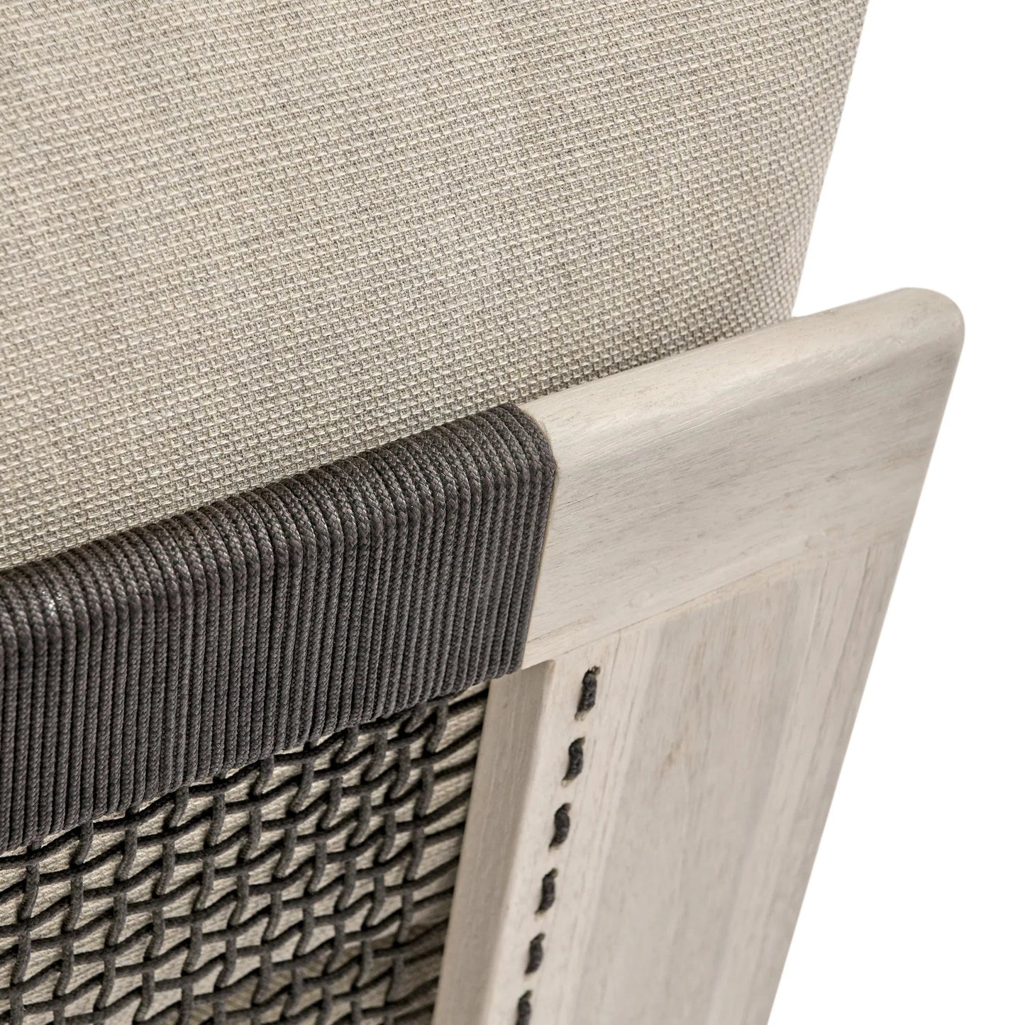 008 SI-2353748 | Closeup | Livia Outdoor Teak Modular Sectional by Classic Home in taupe. Made from teaak wood, 100% acrylic in a transitional style.