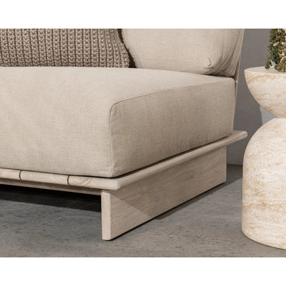 Livia Outdoor Teak Modular Sectional by Classic Home in taupe. Made from teaak wood, 100% acrylic in a transitional style.