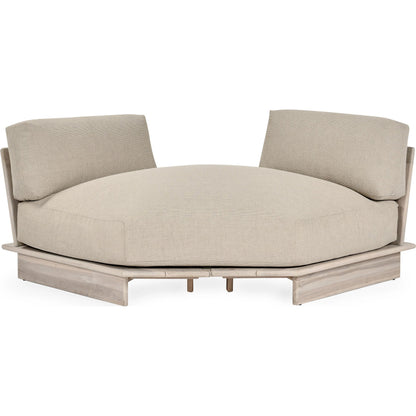 Livia Outdoor Teak Modular Sectional by Classic Home in taupe. Made from teaak wood, 100% acrylic in a transitional style.