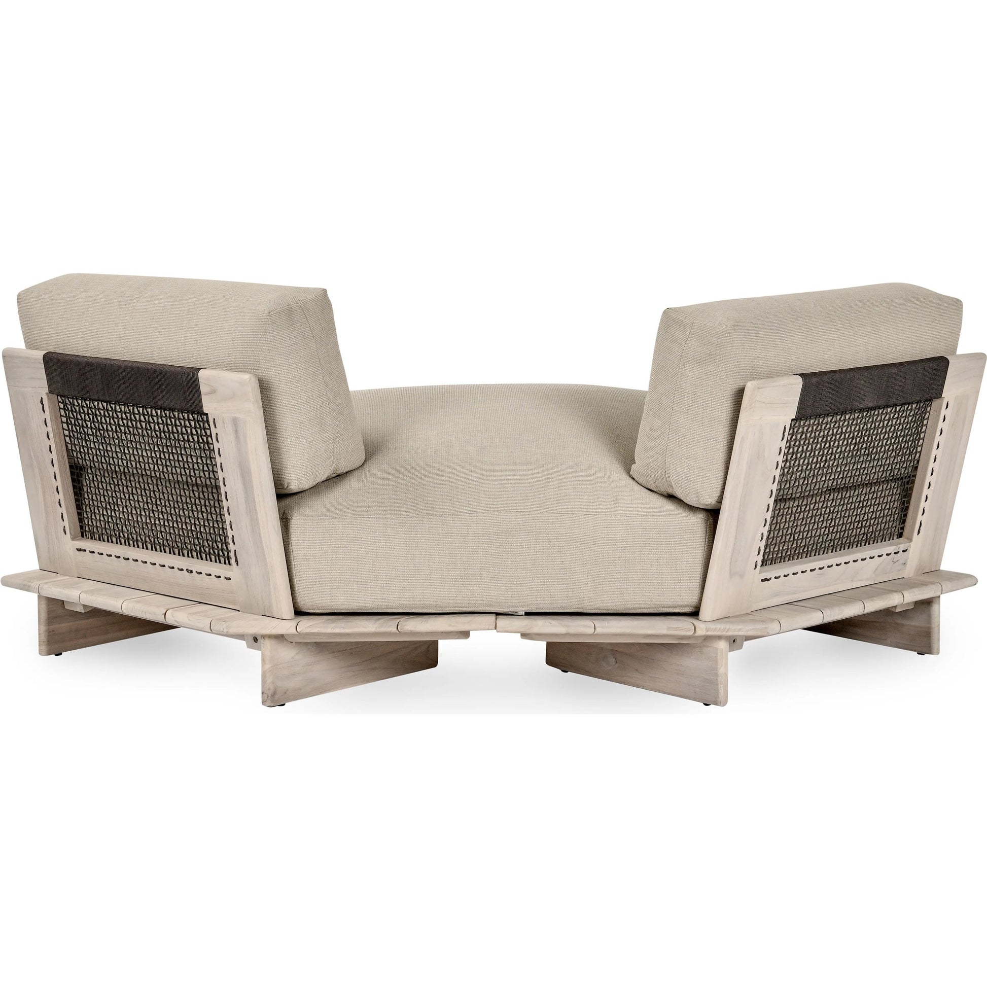 Livia Outdoor Teak Modular Sectional by Classic Home in taupe. Made from teaak wood, 100% acrylic in a transitional style.