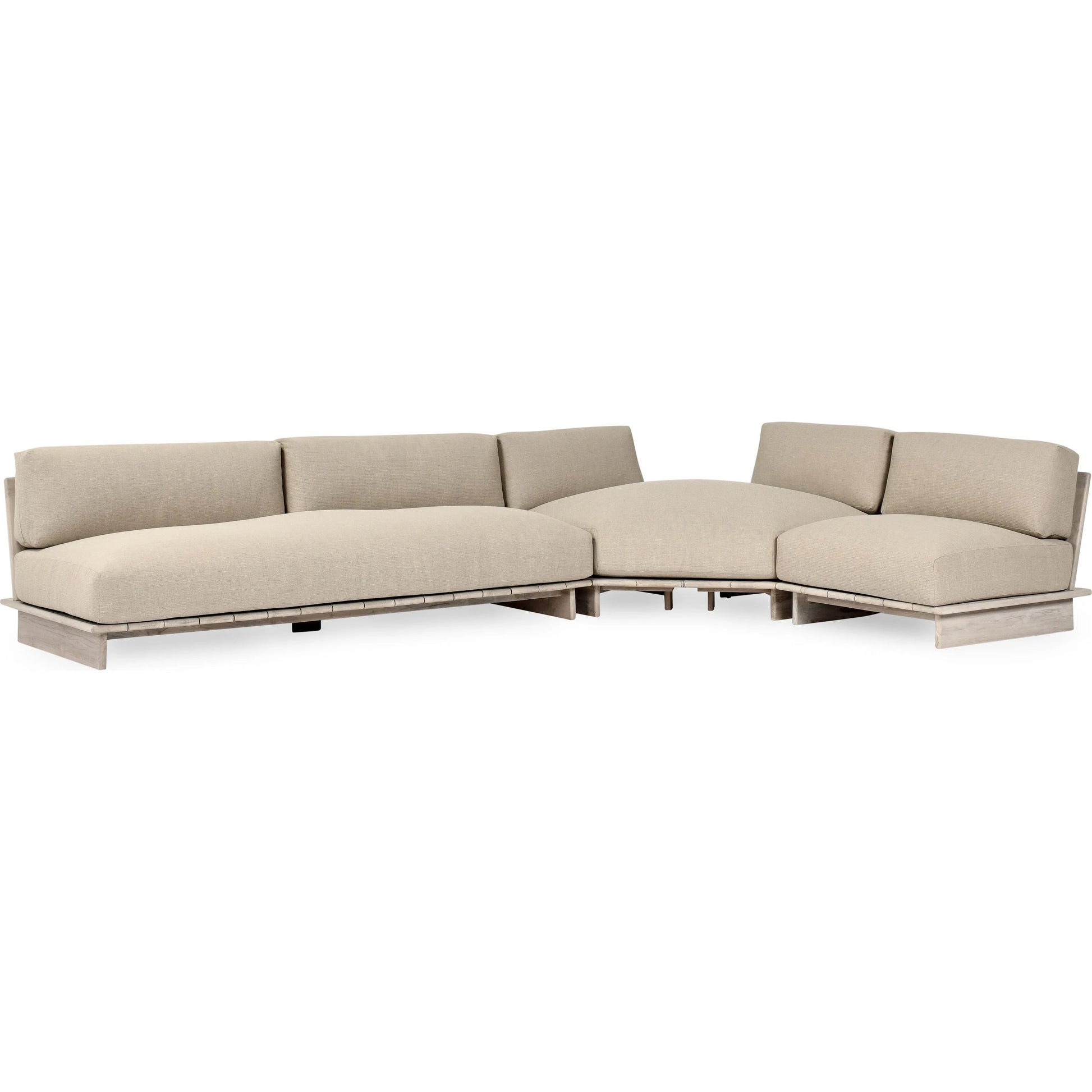Livia Outdoor Teak Modular Sectional by Classic Home in taupe. Made from teaak wood, 100% acrylic in a transitional style.