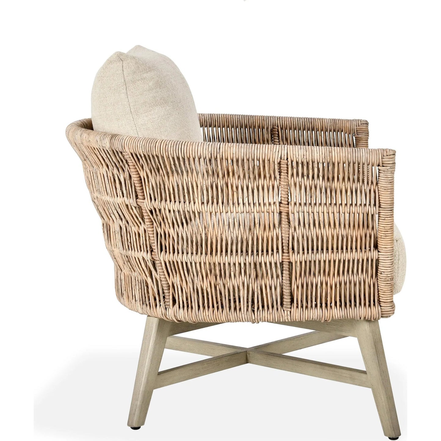 003 SI-2238934 | Additional Silo | Collins Outdoor Accent Chair by Classic Home in natural, sand. Made from synthetic rope, 100% olefin, mahogany wood in a rustic style.