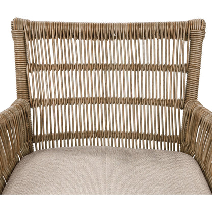 Valerie Outdoor Teak Wood Counter Chair by Classic Home in tan. Made from synthetic weave, teak, 100% olefin in a rustic style.