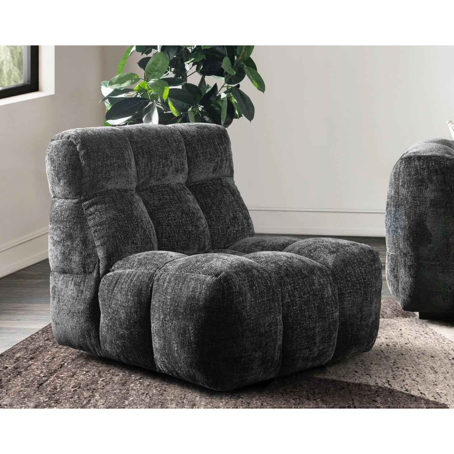010 SI-2353751 | Lifestyle | Roba Upholstered Fabric Swivel Lounge Chair by Classic Home in charcoal. Made from 100% polyester in a modern style.