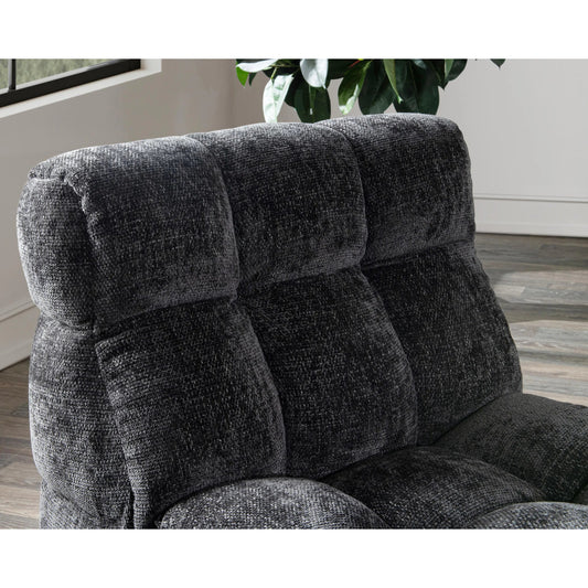 Roba Upholstered Fabric Swivel Lounge Chair by Classic Home in charcoal. Made from 100% polyester in a unique style.
