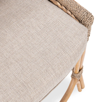 Nuevo Stool by Kosas Home in natural, truffle. Made from waterhycinth, seagrass, 100% polyester in a rustic style.