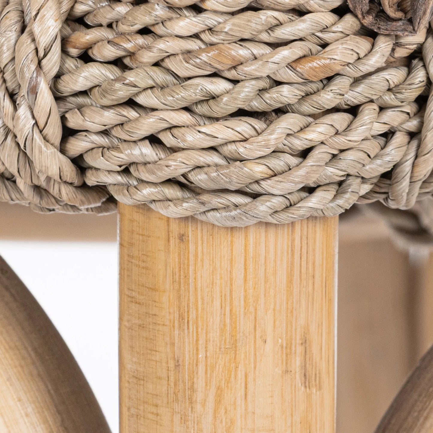 008 SI-2518863 | Closeup | Nuevo Stool by Kosas Home in natural, truffle. Made from waterhycinth, seagrass, 100% polyester in a rustic style.