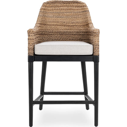 Rey Stool by Kosas Home in natural, beige. Made from banana leaf, mahogany wood, 100% polyester in a rustic style.